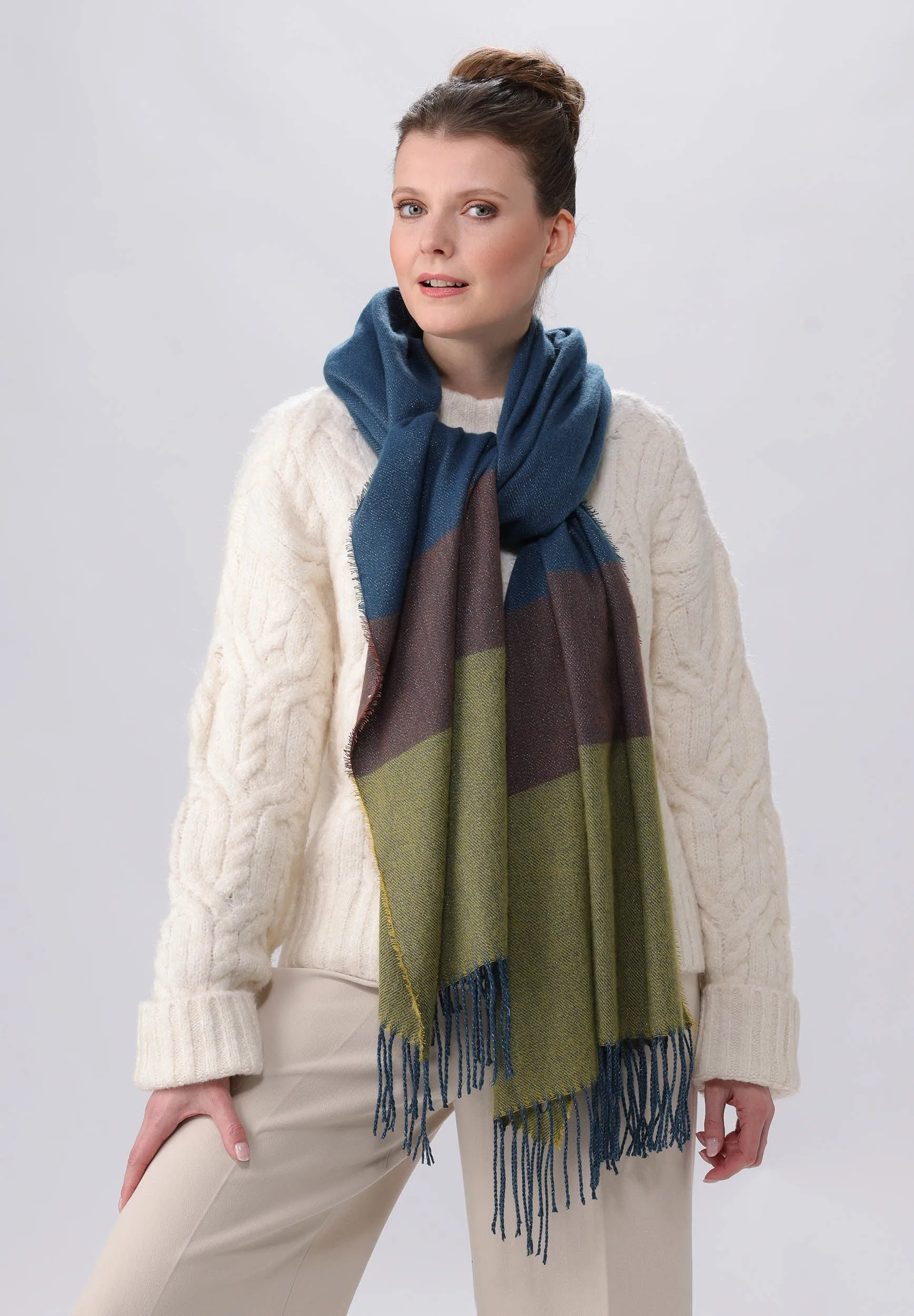 Lurex Twill Blocks Scarf