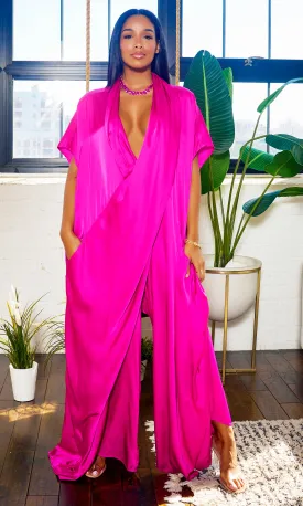 Luxe Drape Loose Fit Jumpsuit - Magenta PREORDER Ships End March