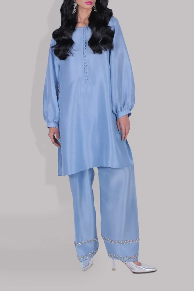 Luxe Edit '23 - Blue Bell Raw Silk Tunic Set