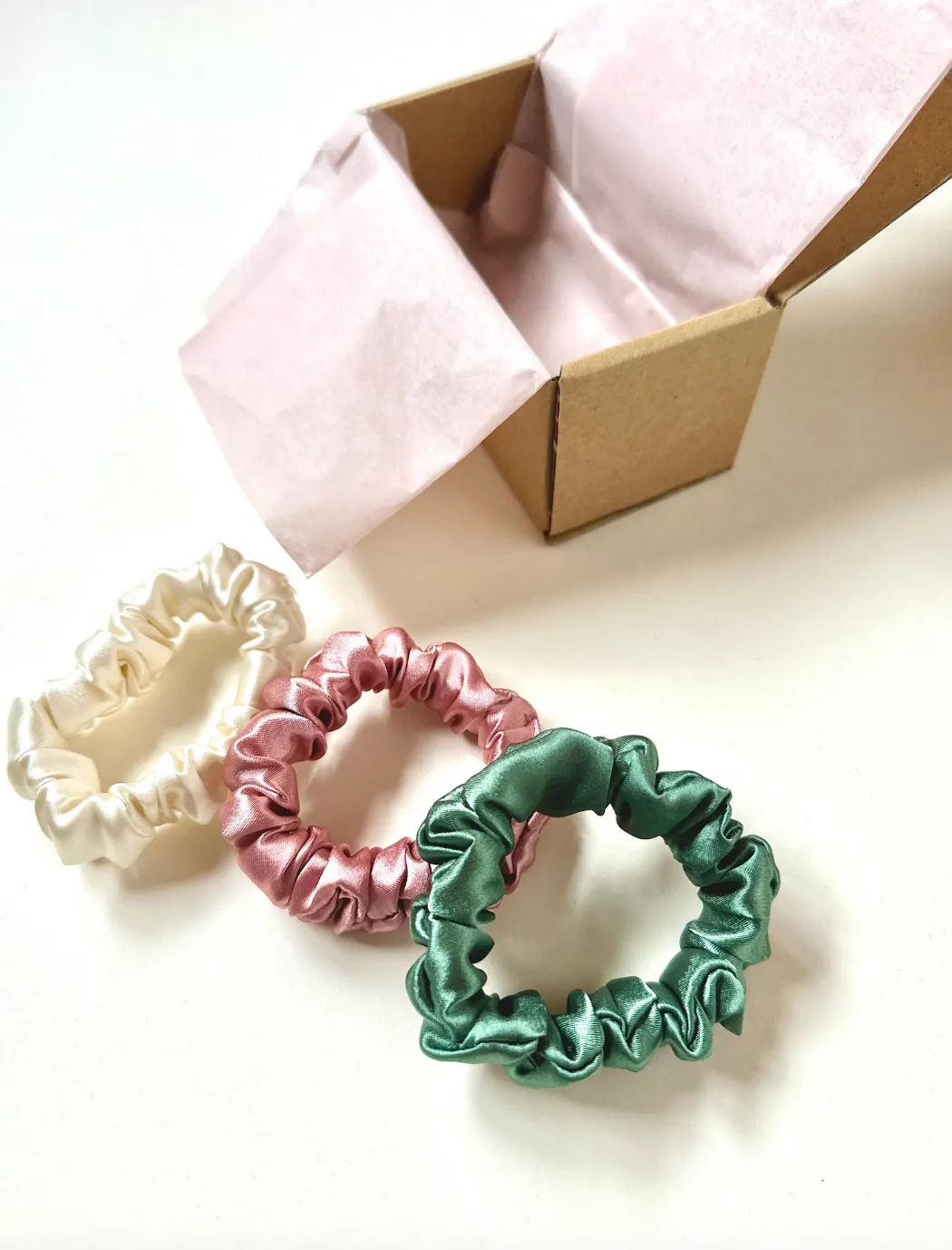 Luxe Satin Sleep Scrunchies | Bardot Bundle Box | Knot Scrunchies or Skinny Scrunchies | Pack of 3 items | Gift For Her