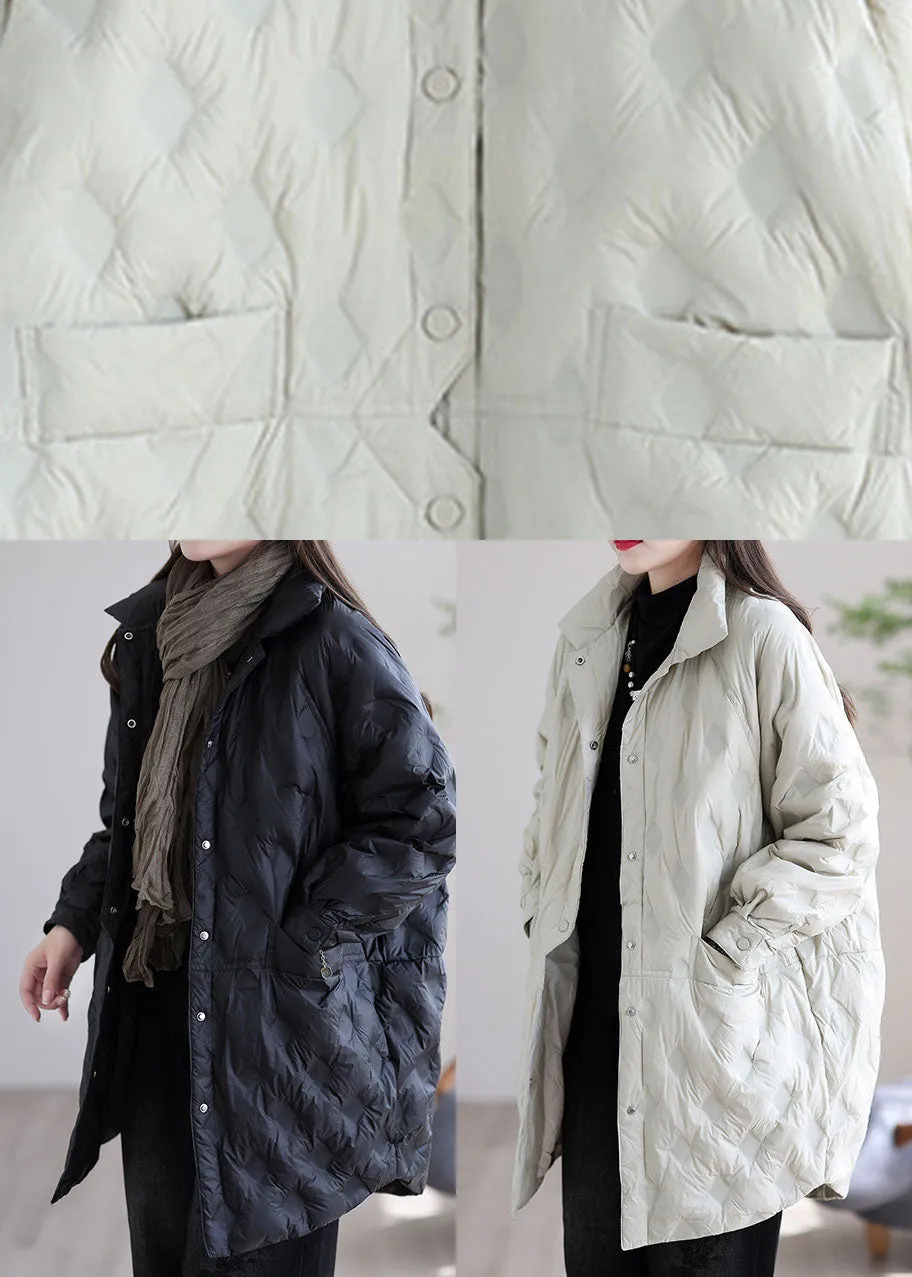 Luxury Black Pockets Patchwork fashion Winter Duck Down coat