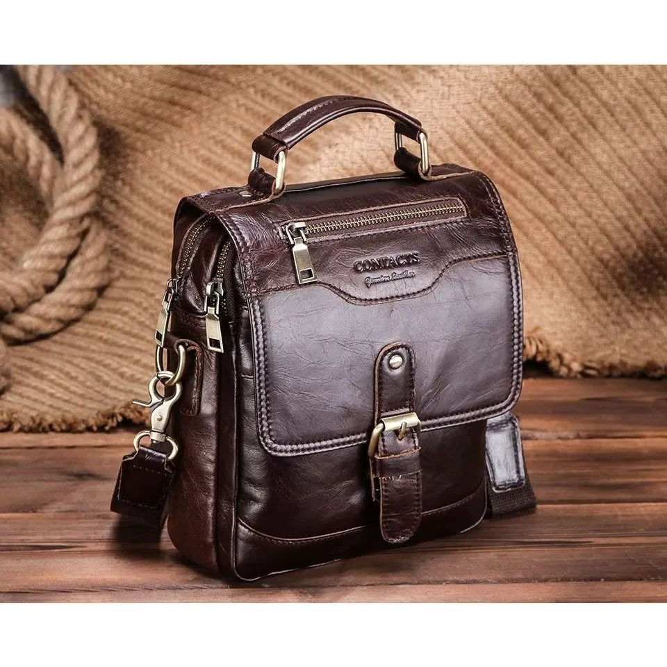 Luxury Crossbody Messenger Bag: Crazy Horse Rugged Collection