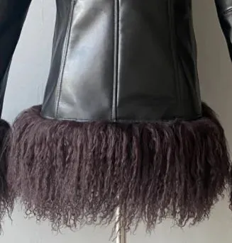 Luxury Genuine Cropped Leather Fur Coat