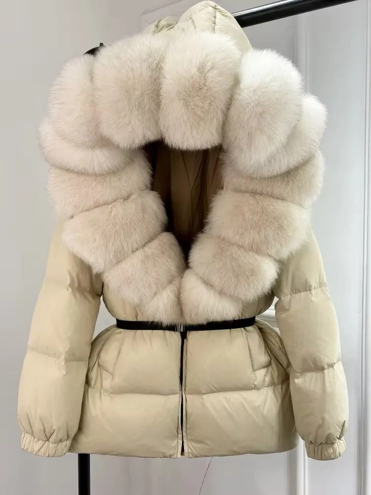 Luxury Women's Duck Down Jacket with Natural Fur - Ultimate Winter Warmth