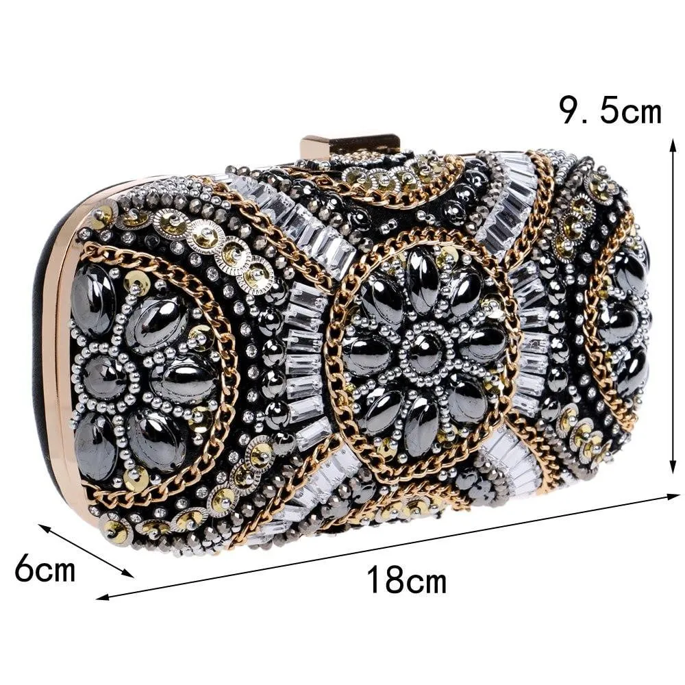 Luxy Moon Black Evening Bags Beaded Diamonds Clutches