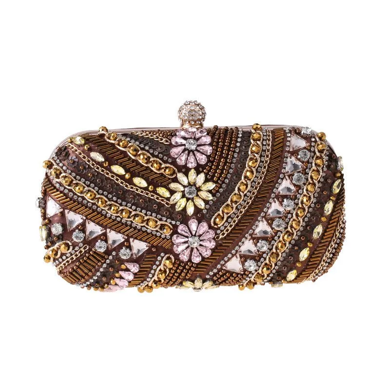 Luxy Moon Crystal Evening Bags for Wedding Party Flower Rhinestone Clutch Purses