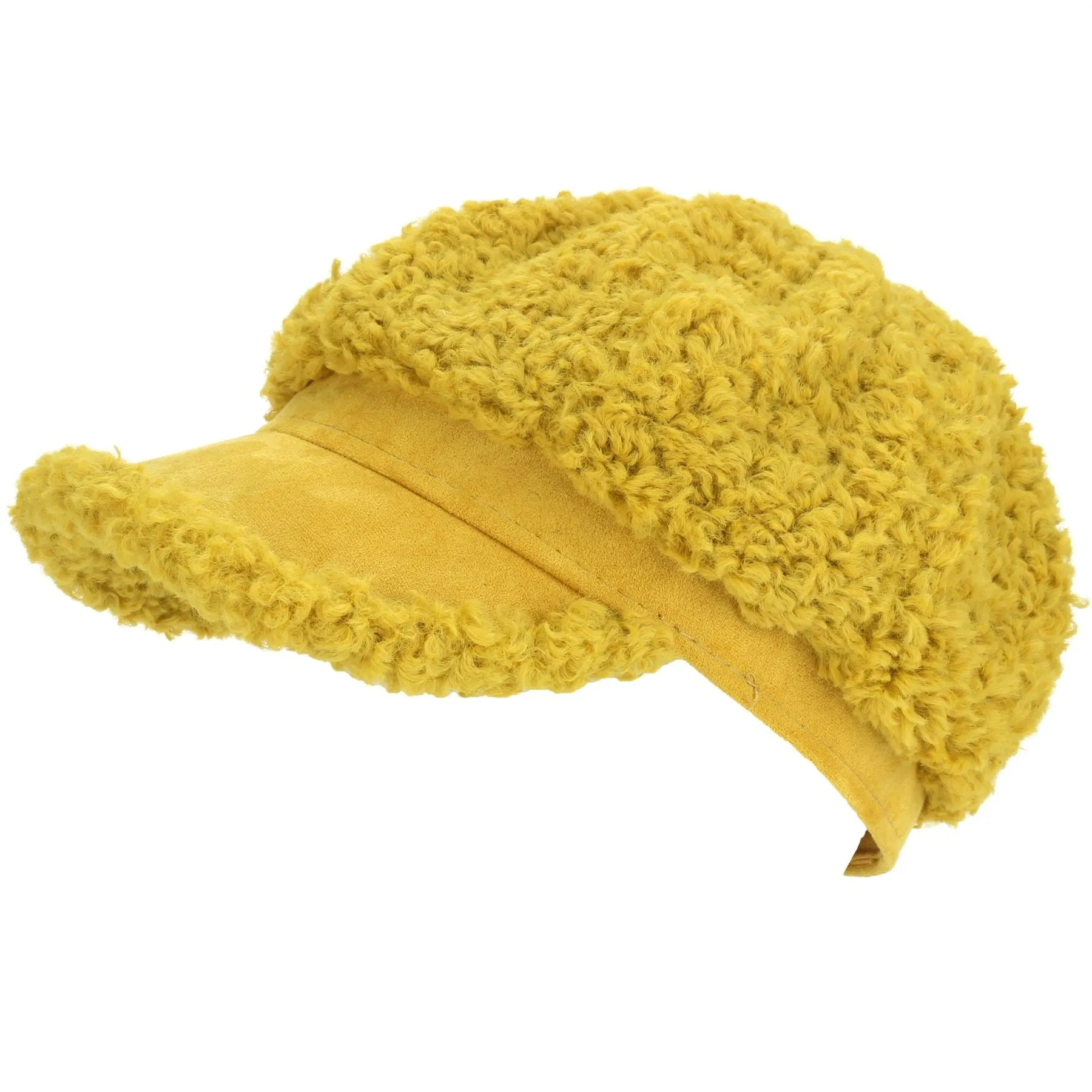 Macahel Soft Towelling Sherpa Peaked Cap - Mustard