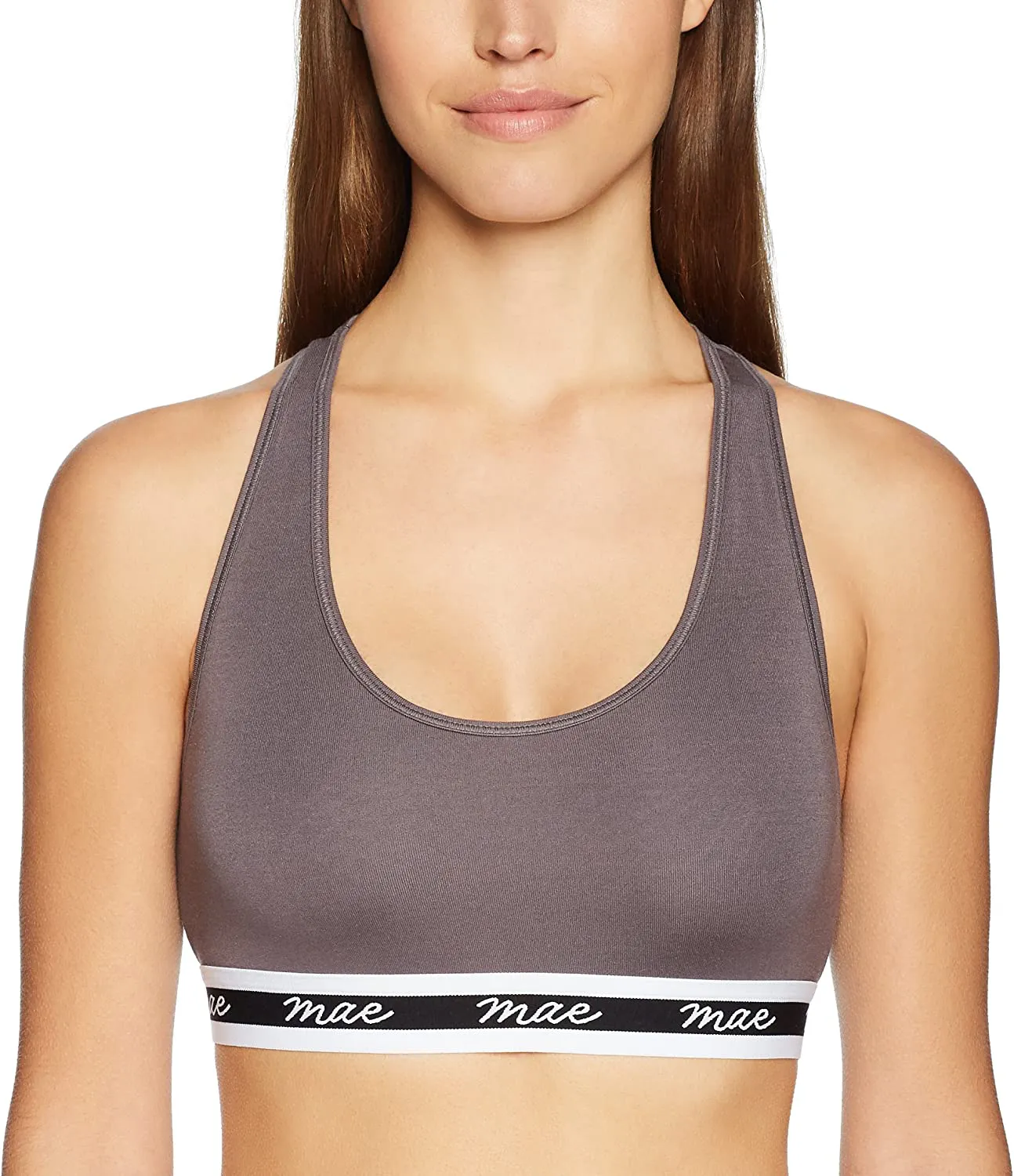 Mae Women's Racerback Mesh Modal Logo Elastic Bralette