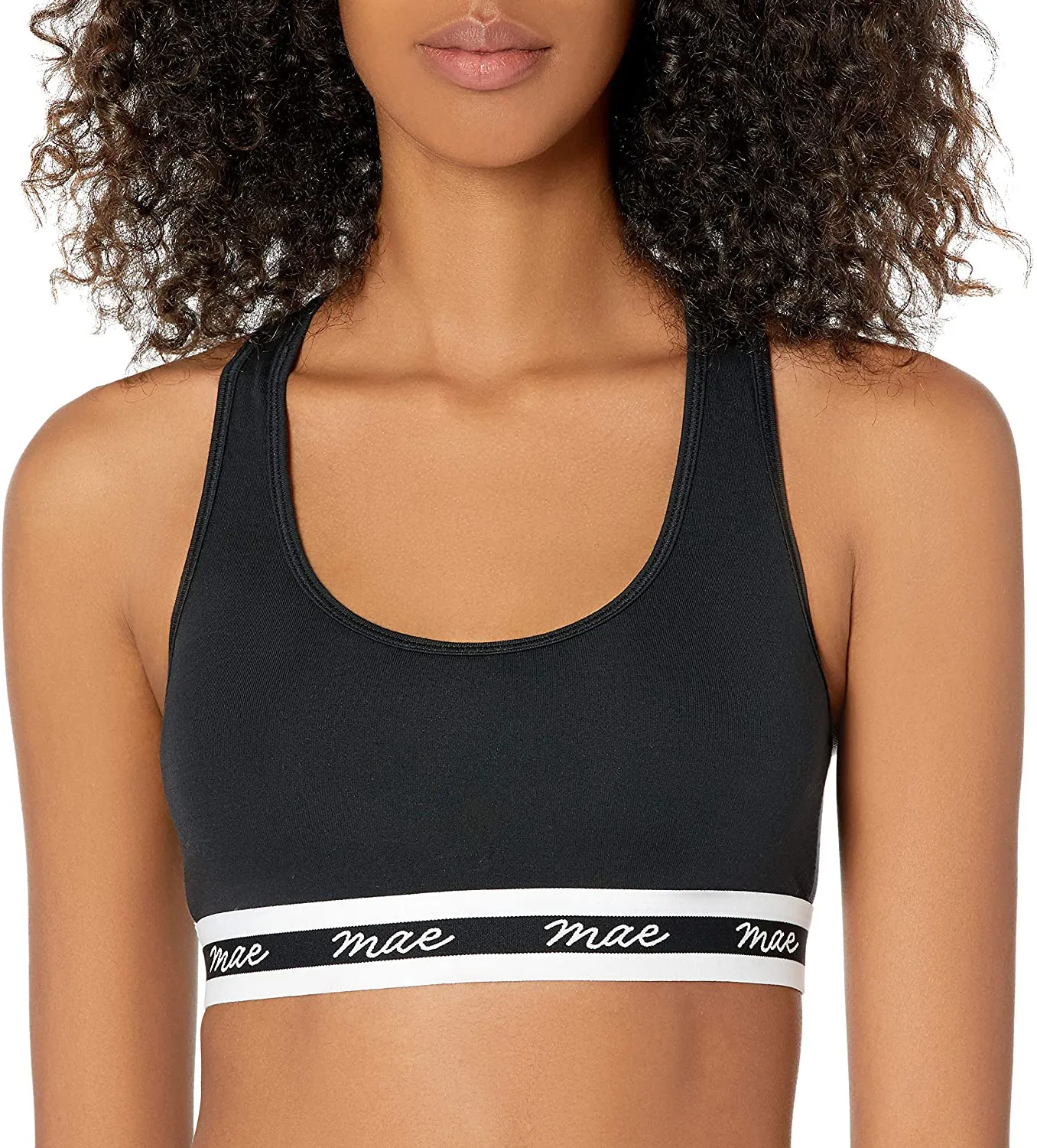 Mae Women's Racerback Mesh Modal Logo Elastic Bralette