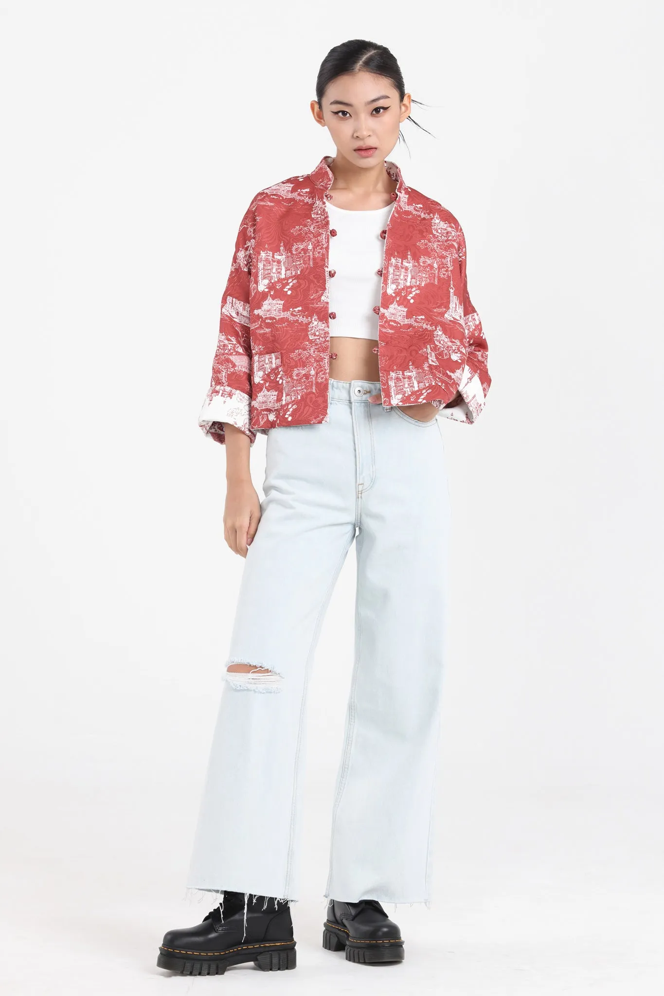 MAGGIE Reversible Oriental Jacket (White/ Red)