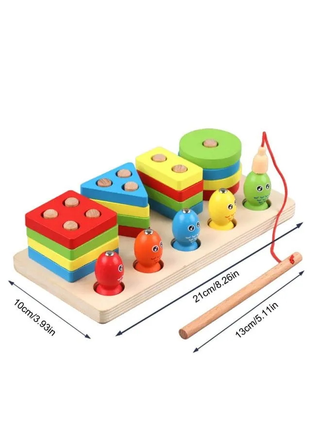 Magnet Wooden Fishing Toy, Sorter Stacker Toddlers Puzzles Toy Wood Toy For Toddlers