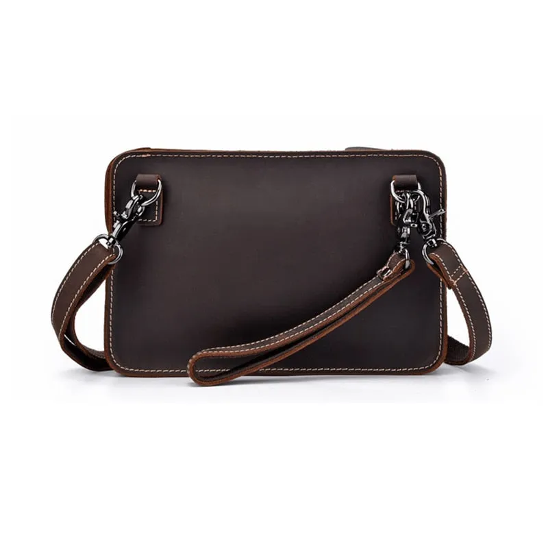 MAHEU Genuine Leather Clutch Bag with Shoulder Strap