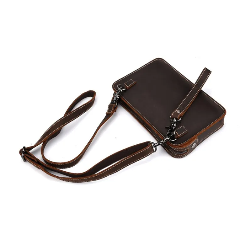 MAHEU Genuine Leather Clutch Bag with Shoulder Strap