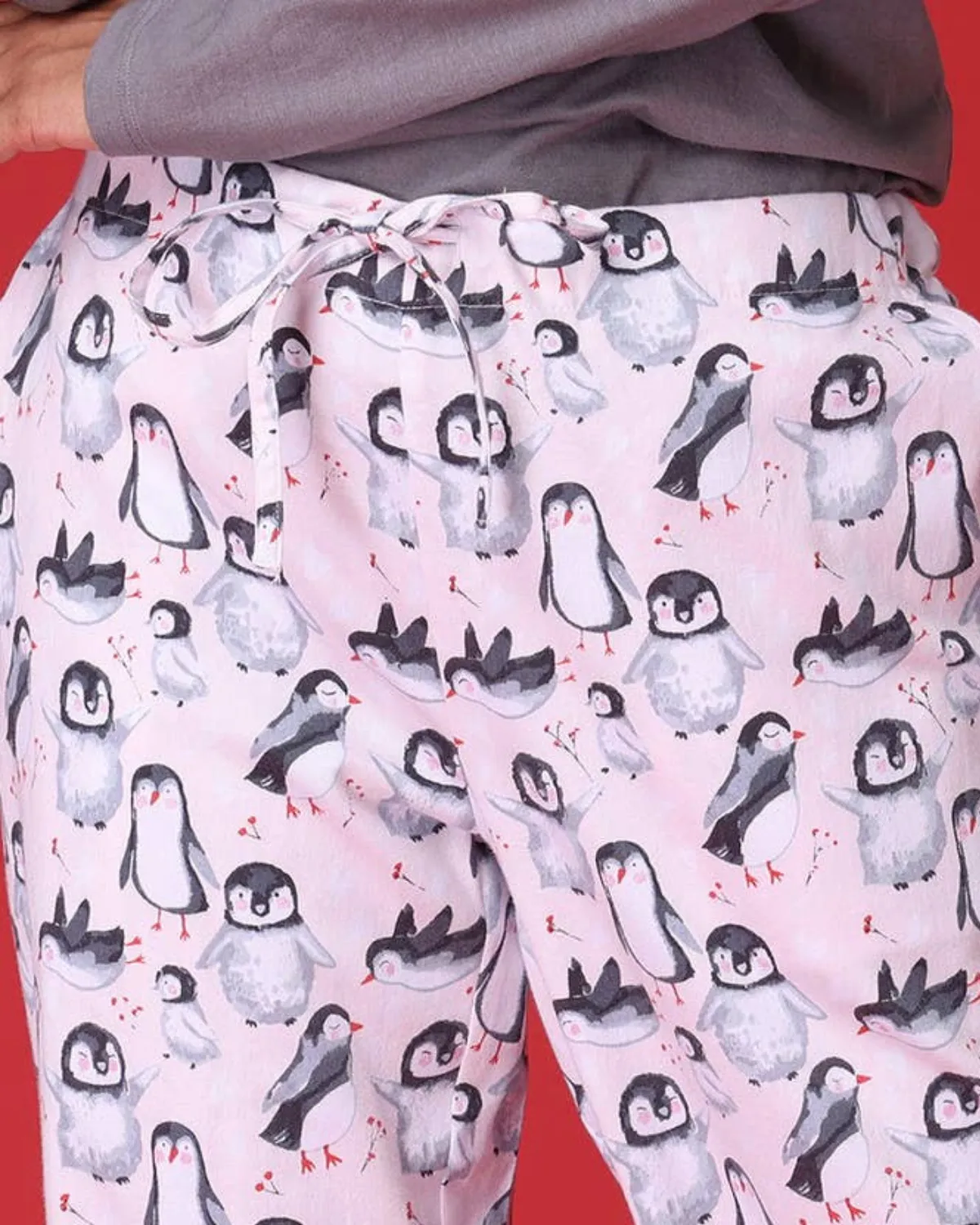 Mahogany Happy Penguin Flannel Pajama Pant - N217p