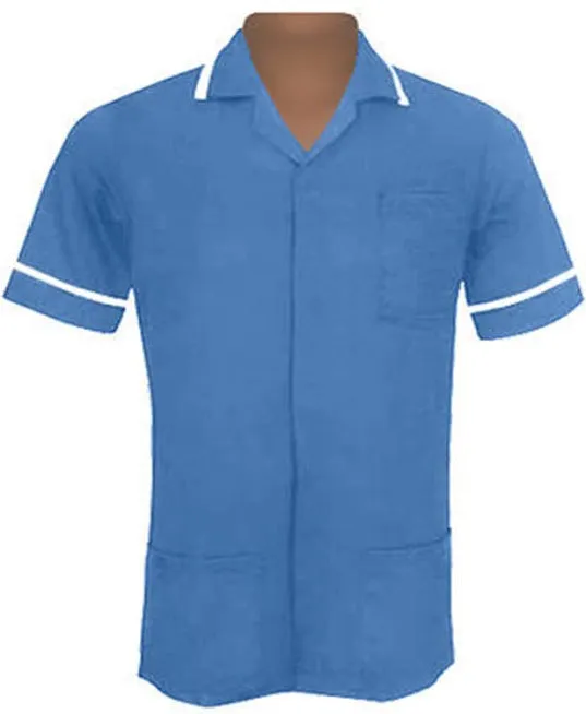 Male Poly Cotton Tunic FNMT01 | Size S to XXL | Hospital Blue