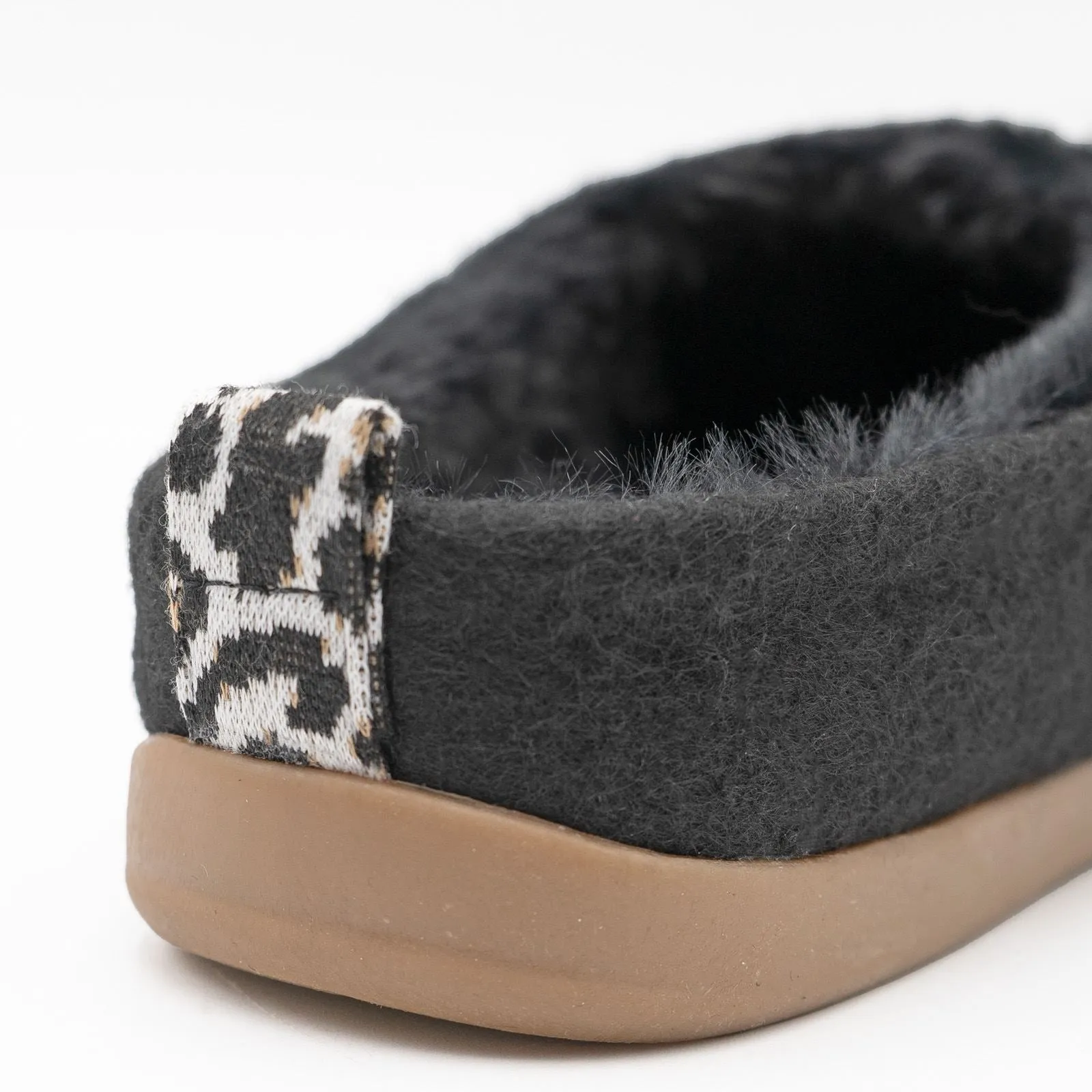 M&S Black Felt Faux Fur Lined Mule Slippers