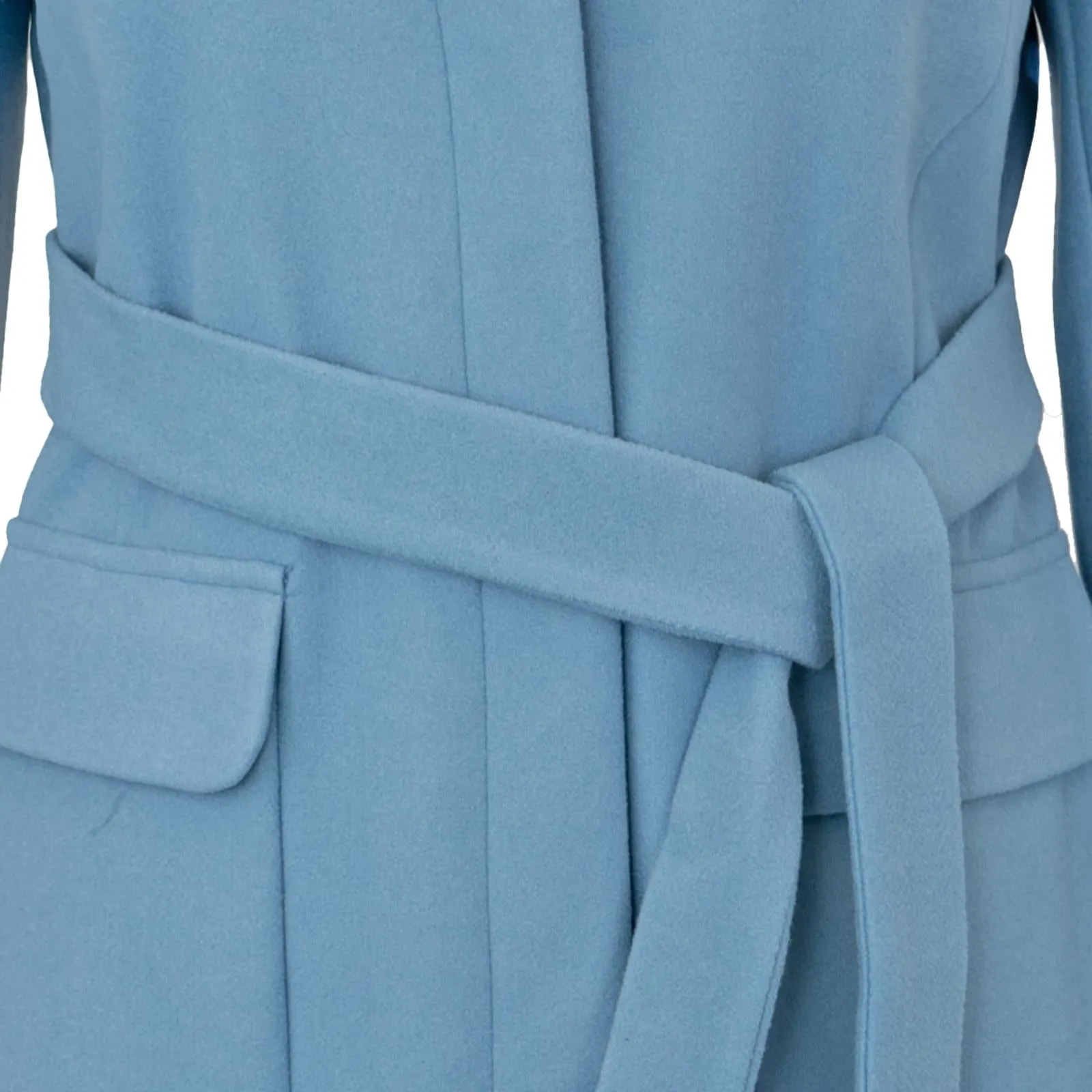 M&S Blue Belted Funnel Neck Trench Coat