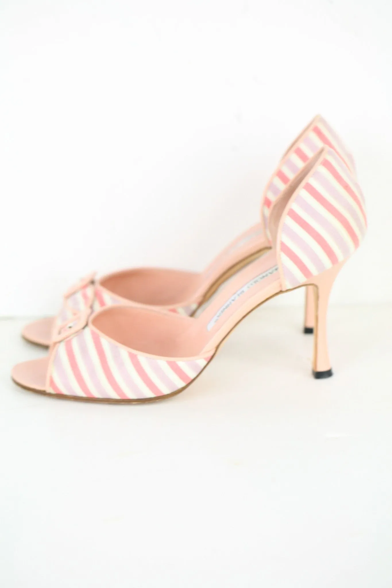 Manolo Blahnik Pink Peep Toe Pumps (37.5)