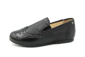 Manuela De Juan  Black Textured Wingtip Slip On S3028