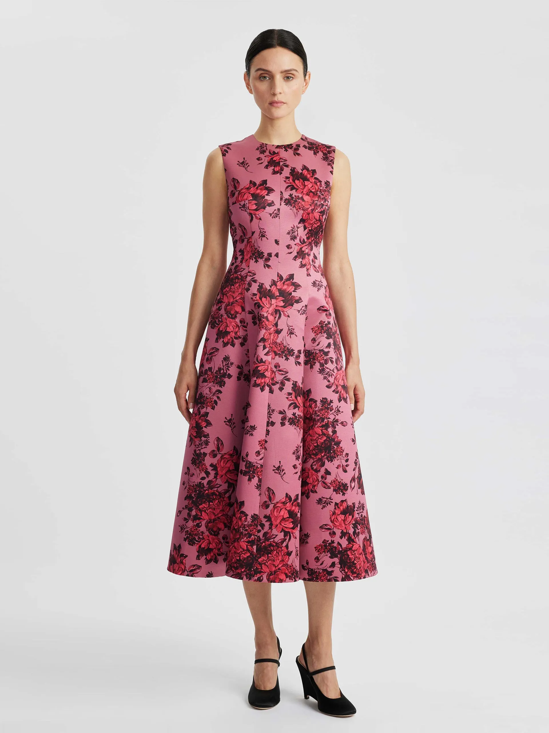 Mara mauve pink festive bouquet taffeta faille dress