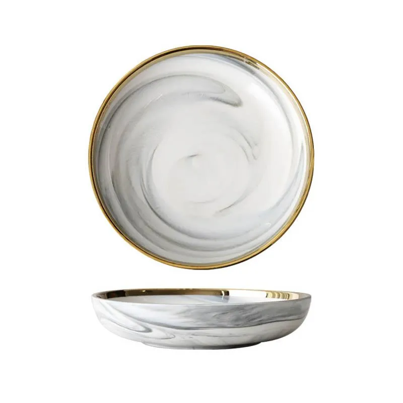 Marbleized Gold Rim Dinnerware