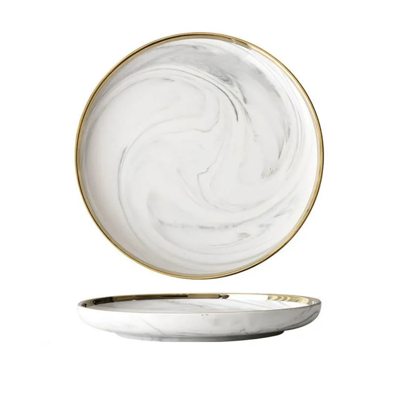 Marbleized Gold Rim Dinnerware