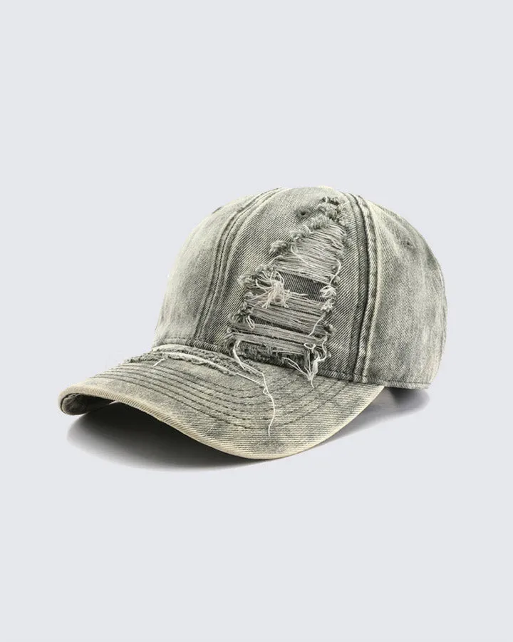 March 2024Distressed Washed Peaked Cap