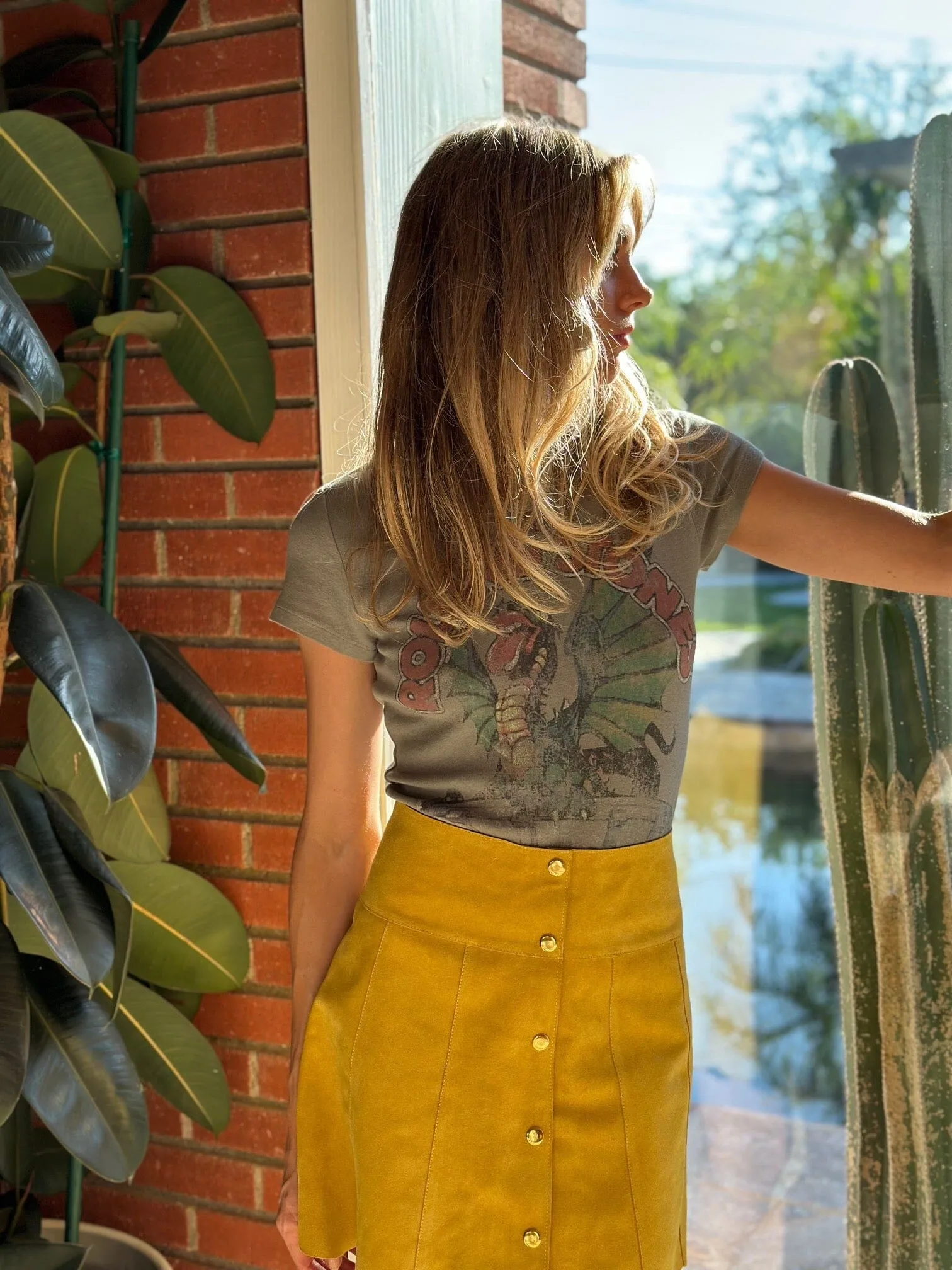 Marcia Suede Petal Skirt | Mustard