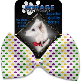 Mardi Gras Polka Dots Pet Bow Tie Collar Accessory With Velcro