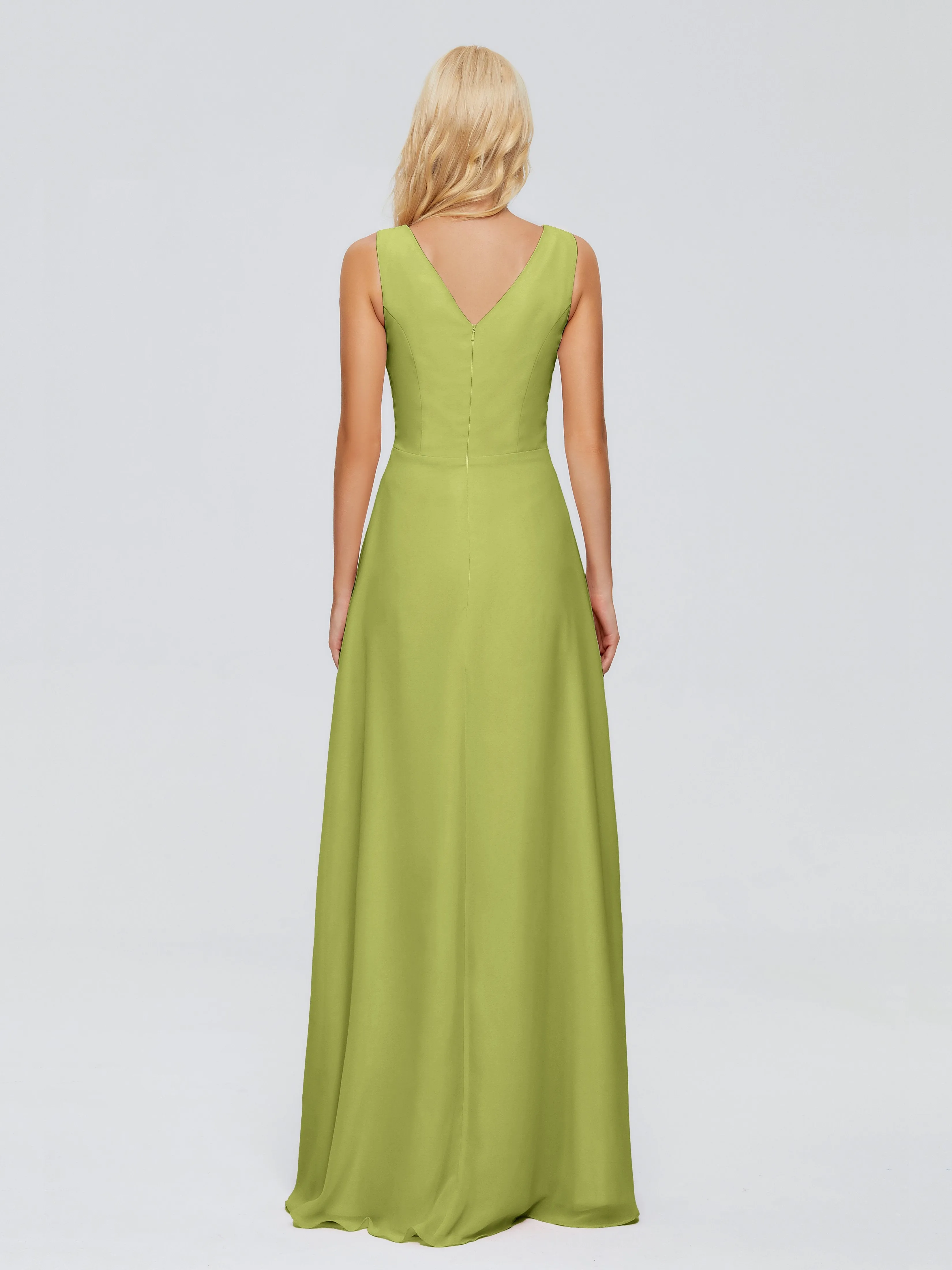 Maria Modern Sheath V Neck Chiffon Bridesmaid Dresses