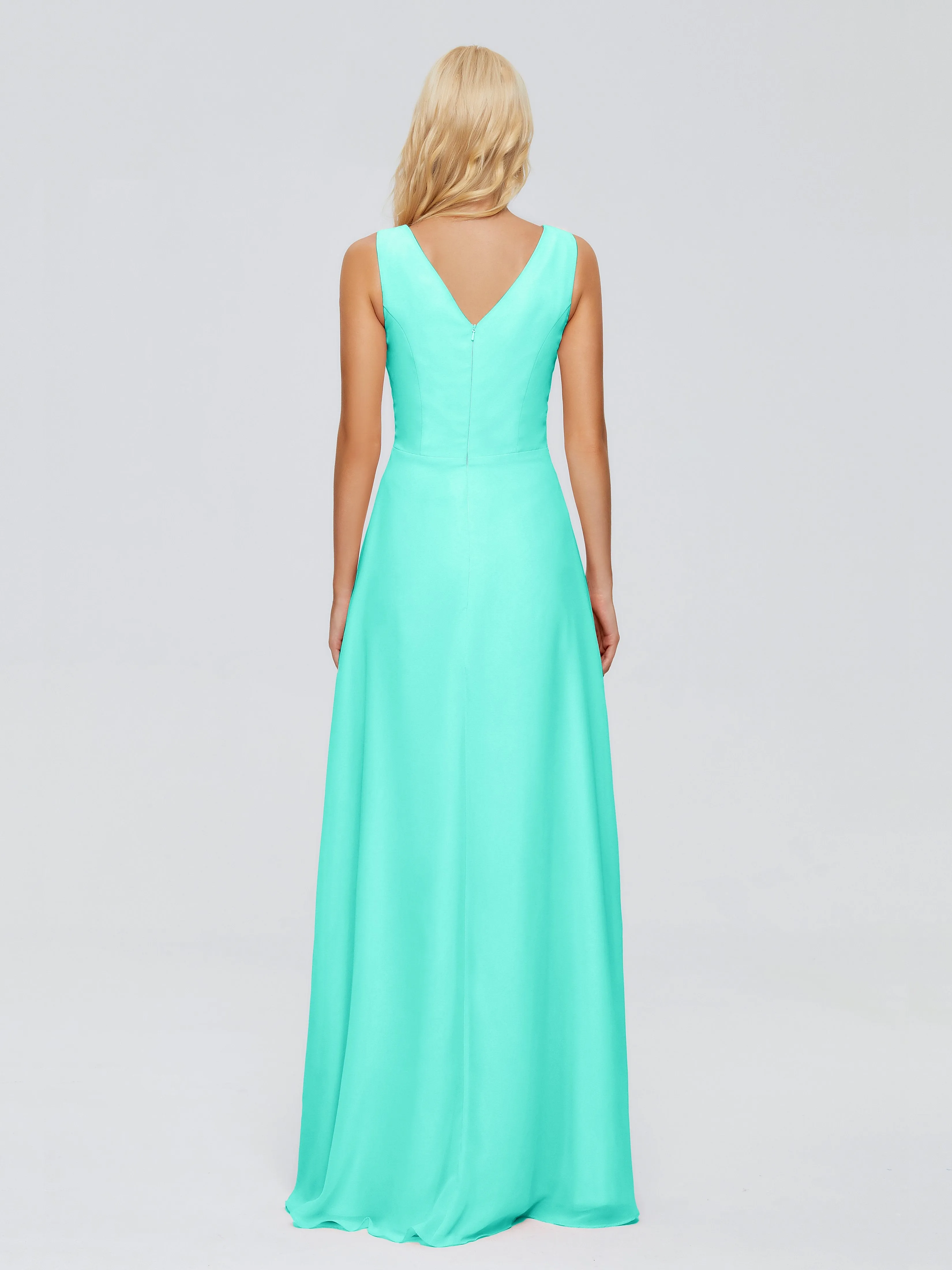 Maria Modern Sheath V Neck Chiffon Bridesmaid Dresses