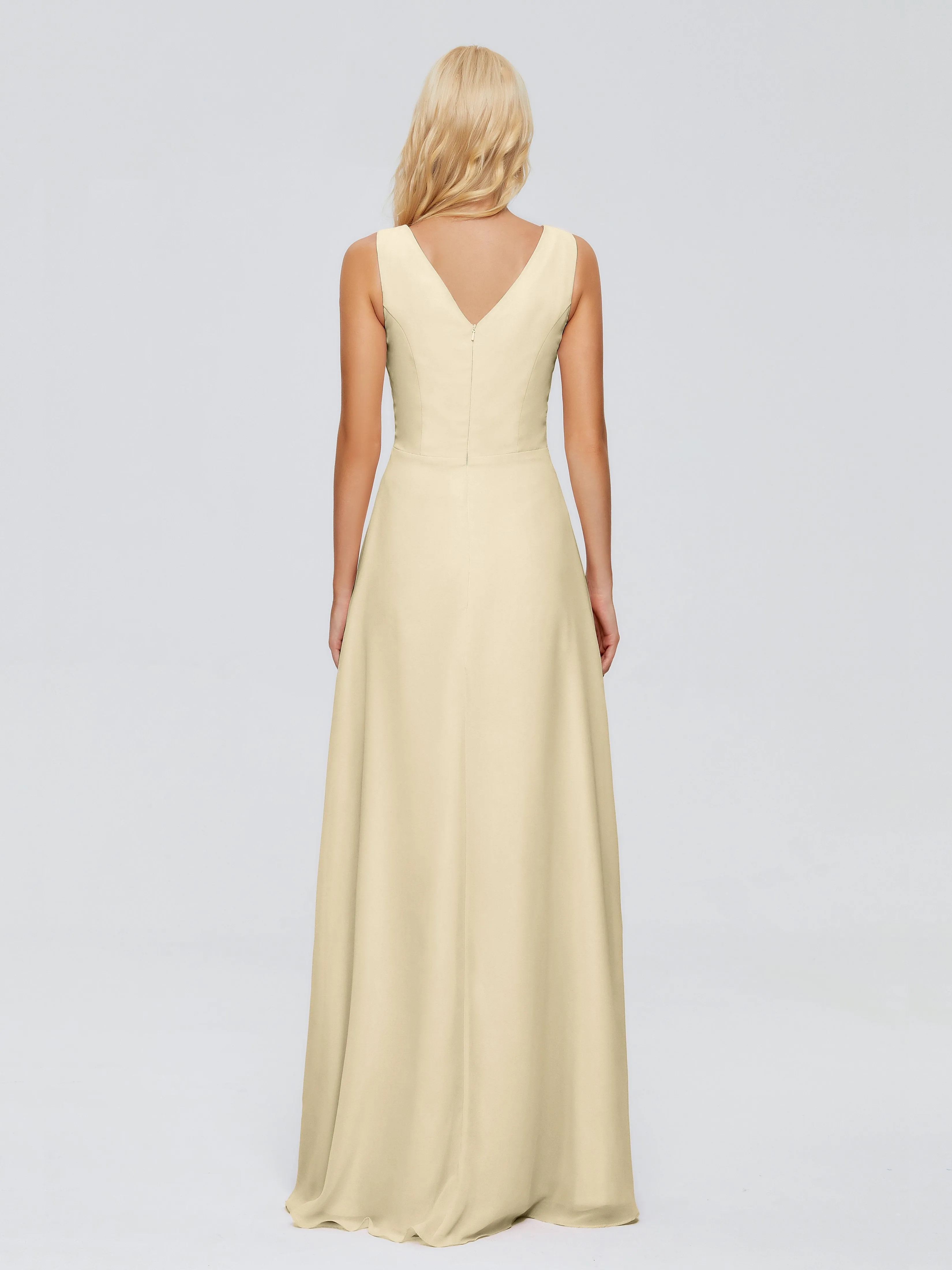 Maria Modern Sheath V Neck Chiffon Bridesmaid Dresses