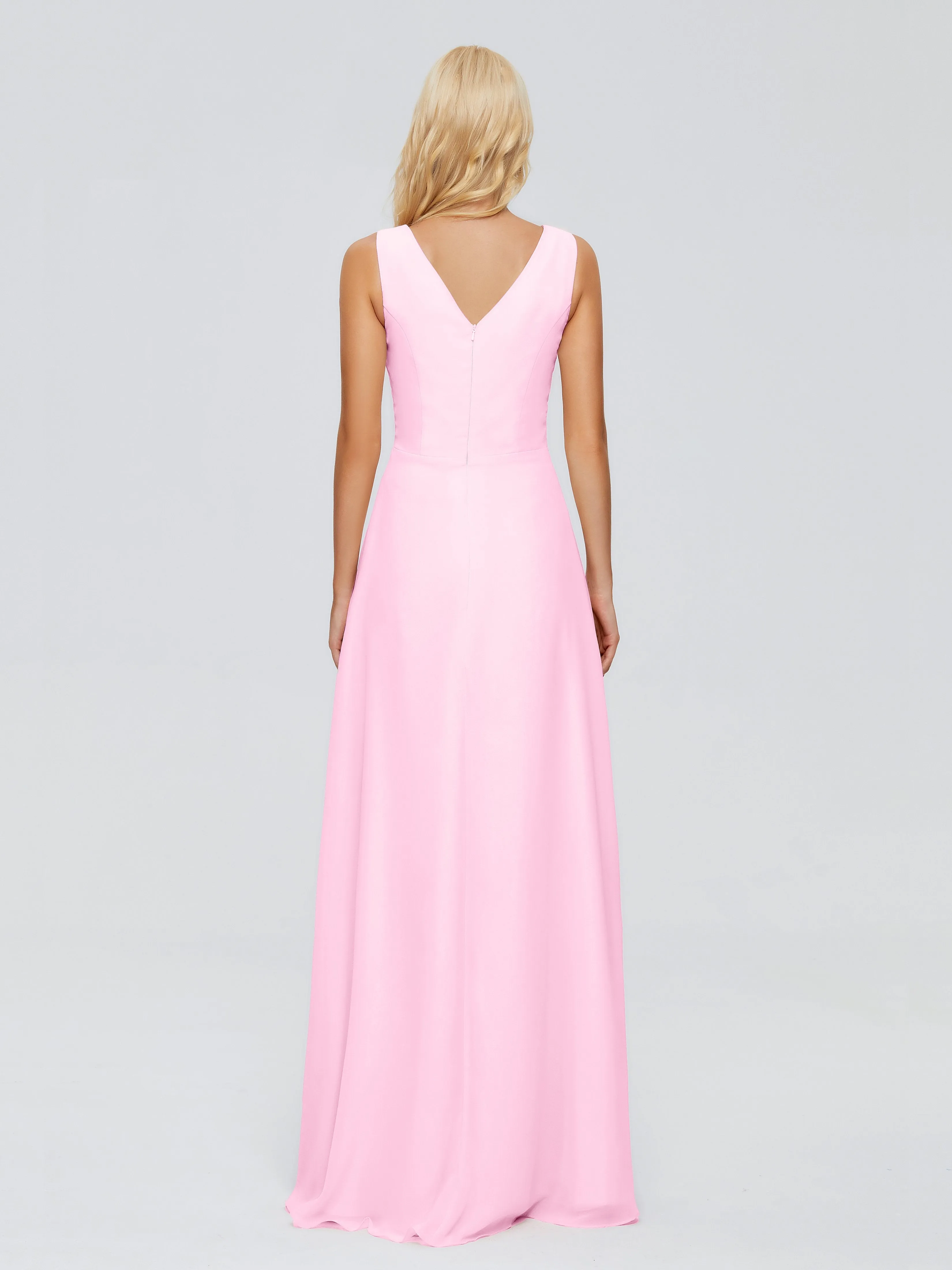 Maria Modern Sheath V Neck Chiffon Bridesmaid Dresses