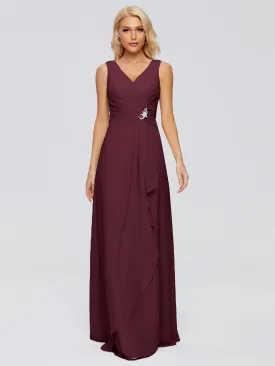 Maria Modern Sheath V Neck Chiffon Bridesmaid Dresses