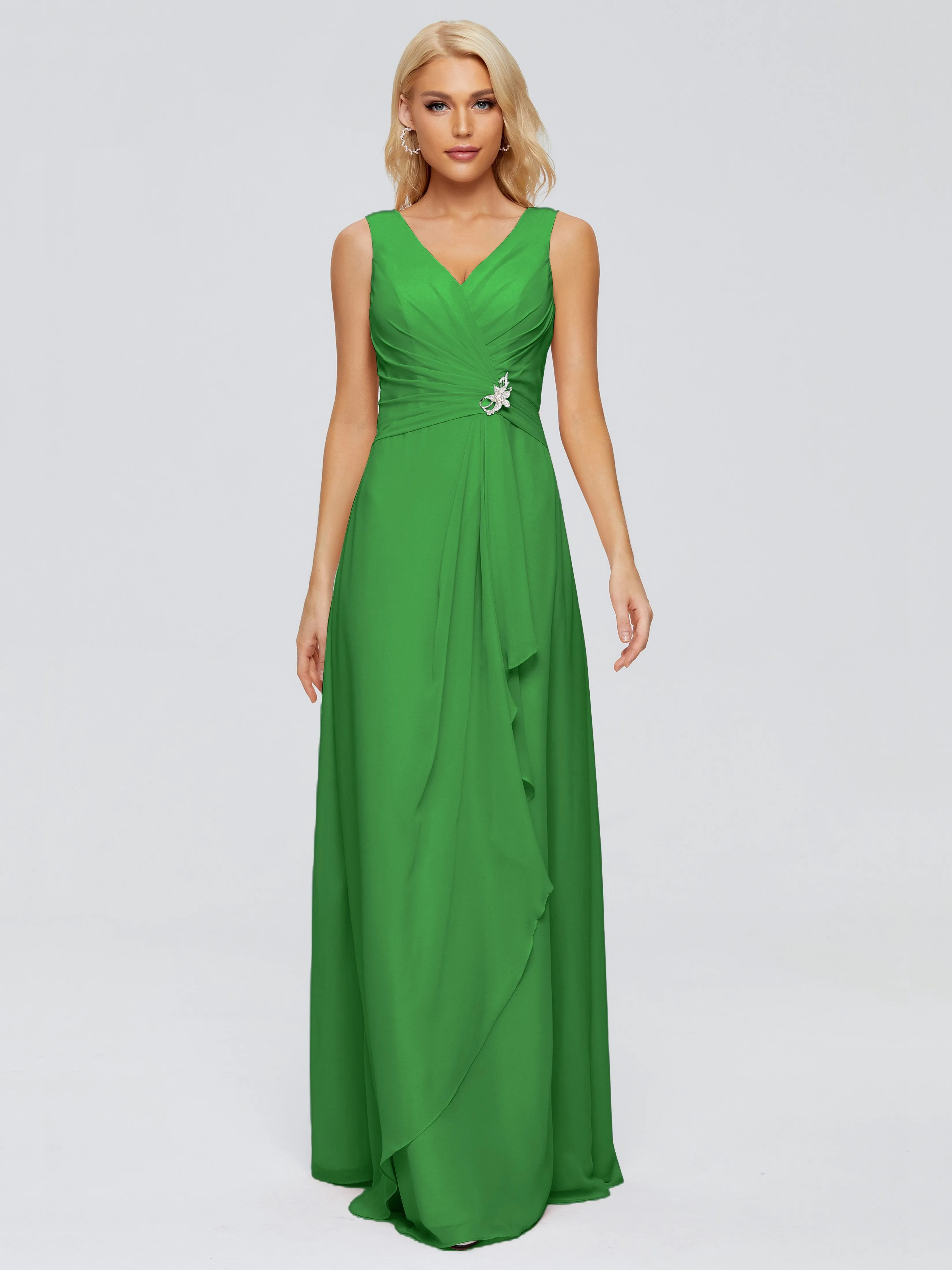 Maria Modern Sheath V Neck Chiffon Bridesmaid Dresses