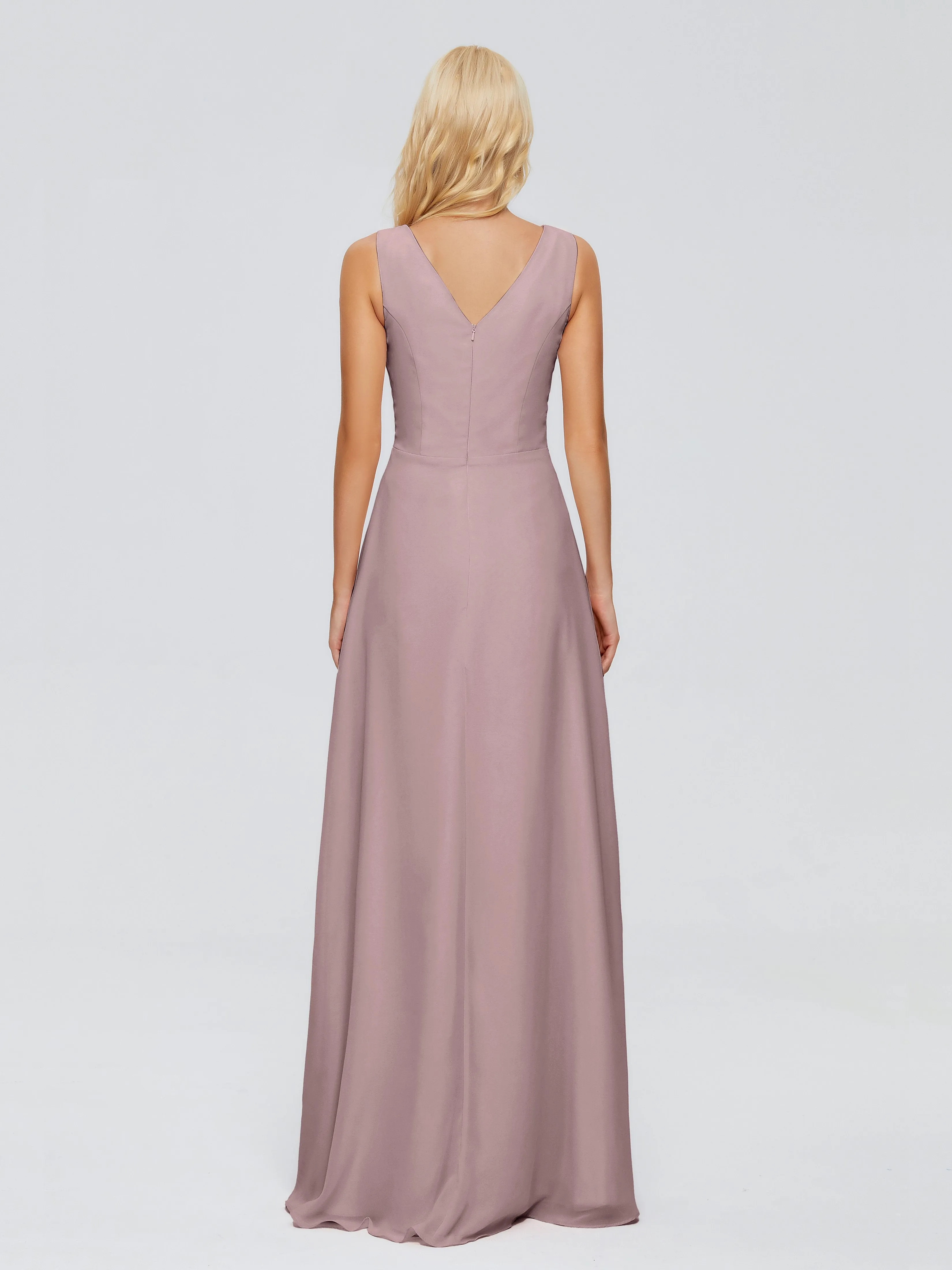 Maria Modern Sheath V Neck Chiffon Bridesmaid Dresses