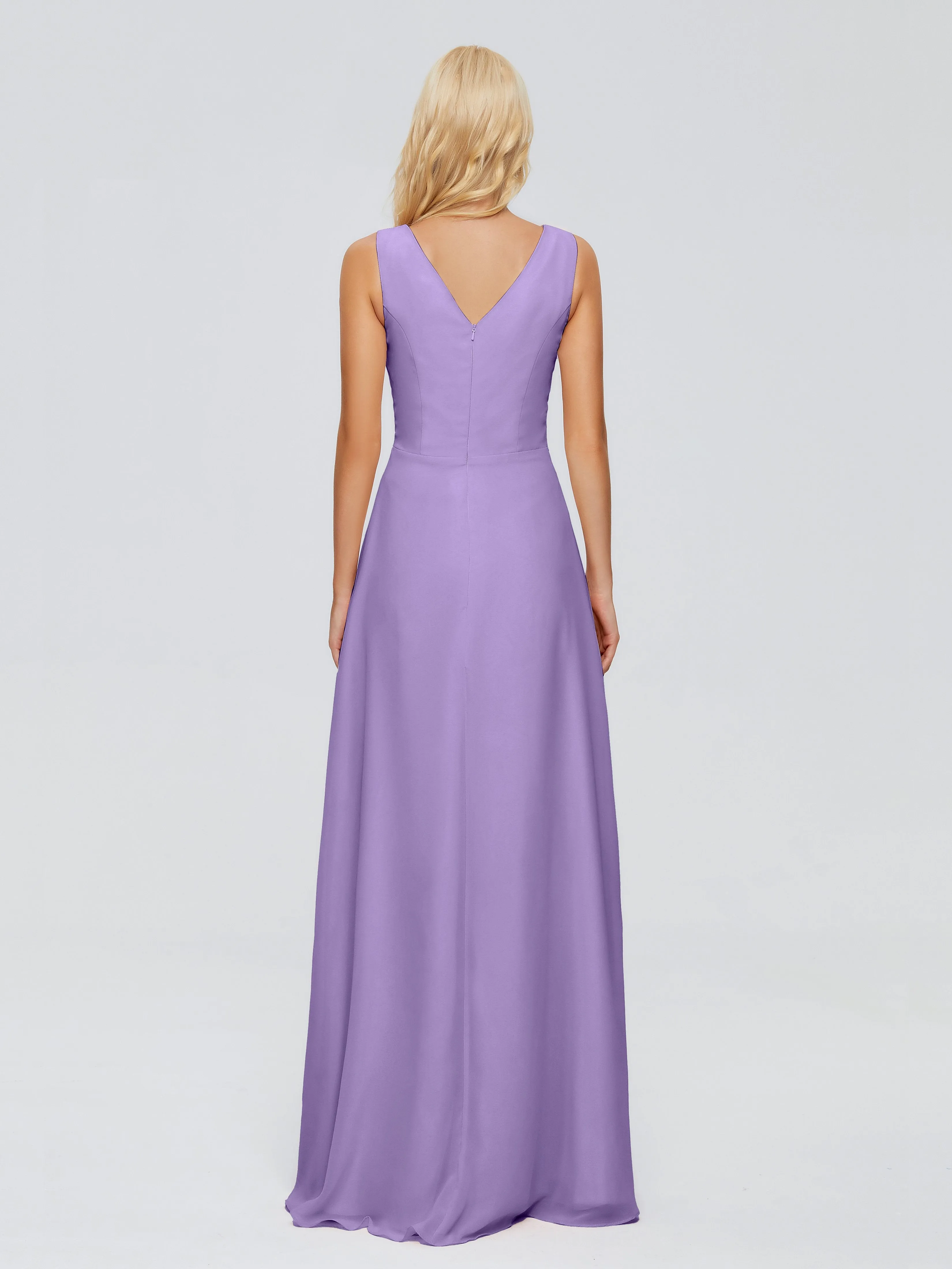 Maria Modern Sheath V Neck Chiffon Bridesmaid Dresses