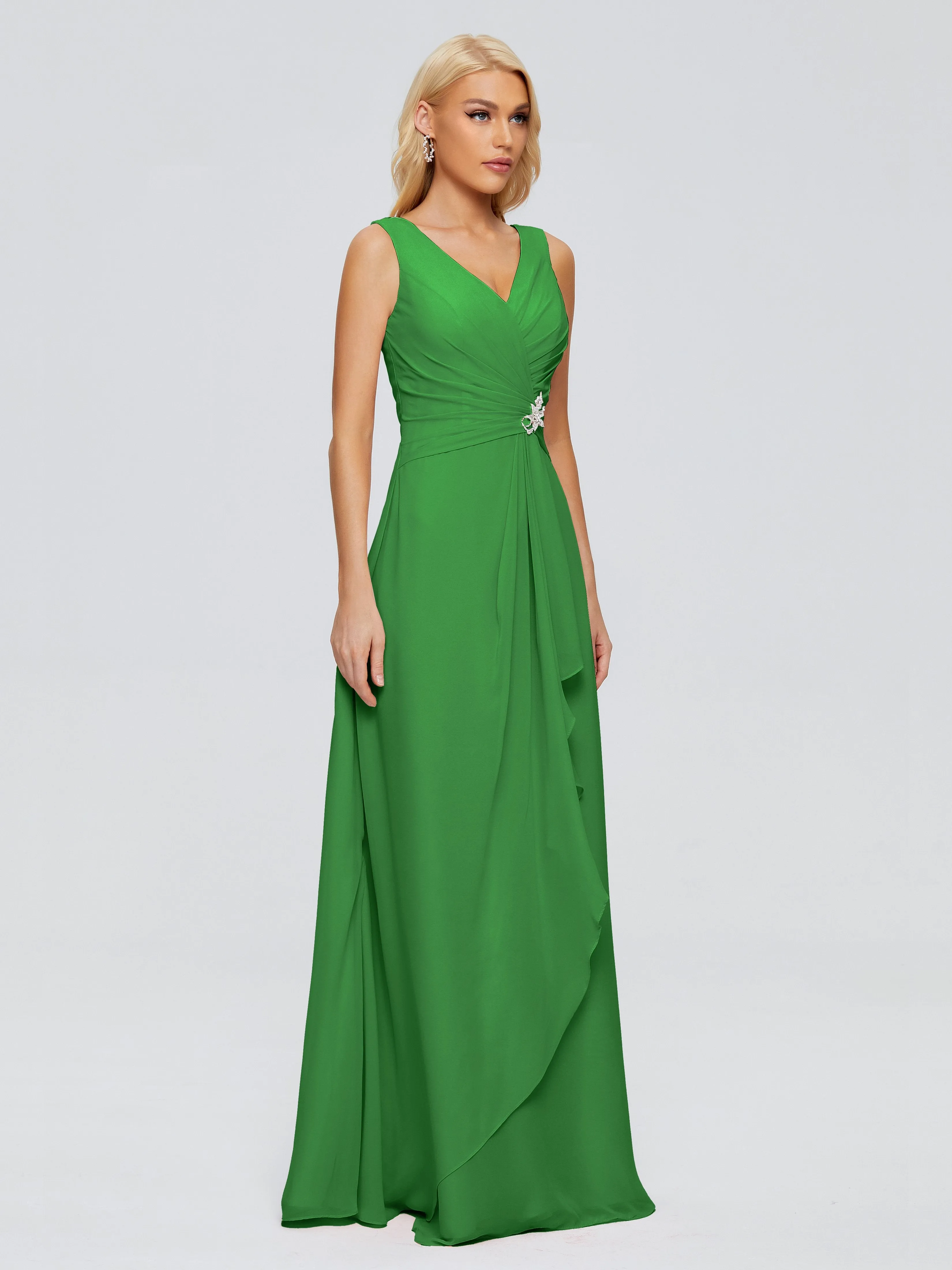 Maria Modern Sheath V Neck Chiffon Bridesmaid Dresses