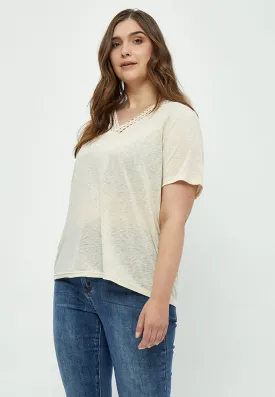 Marina Crochet T-Shirt Curve - Sandshell