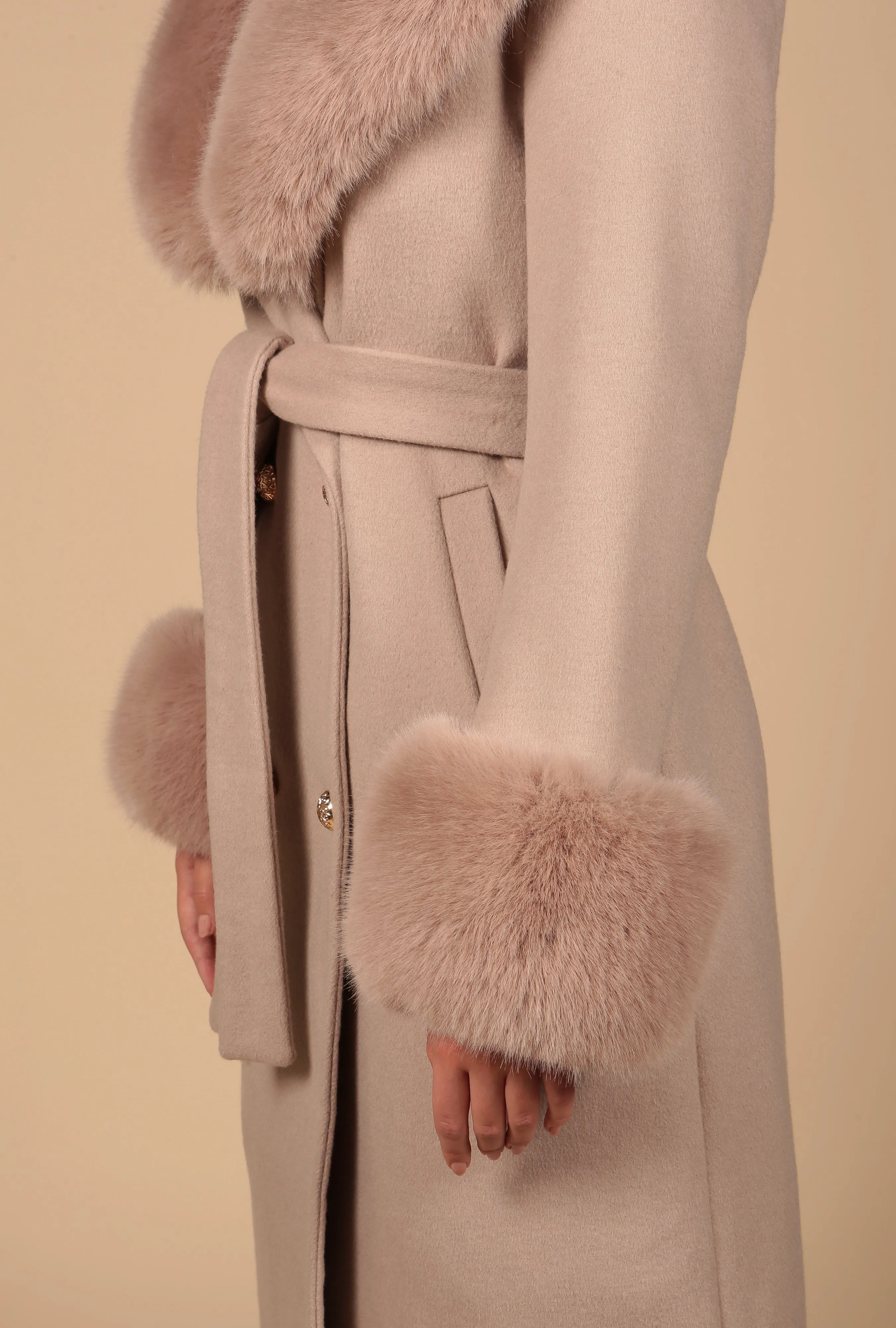 'Marlene' Cashmere and Wool Coat in Grigio