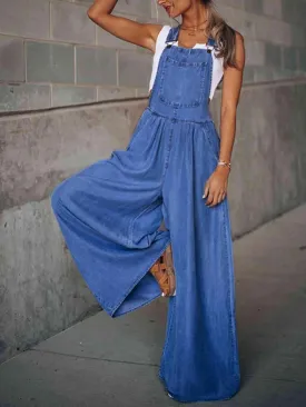 Mason Wide Leg Denim Overalls