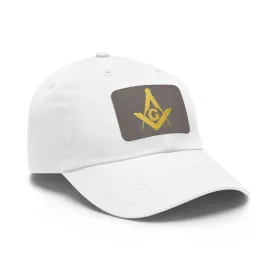 Master Mason Blue Lodge Baseball Cap - Gold with Leather Patch