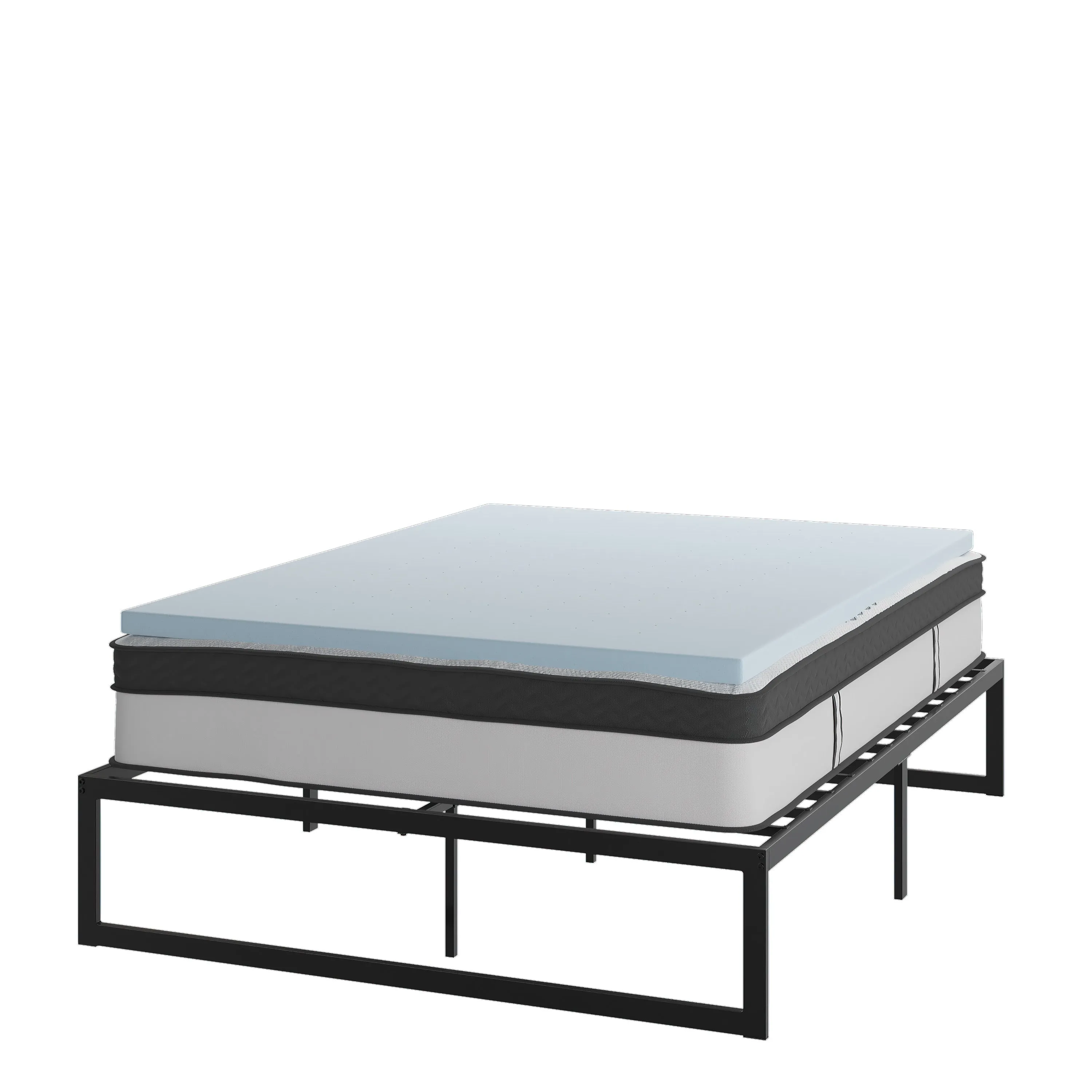 Mattress, Frame & Topper Set XU-BD10-12PSM2M35-Q-GG