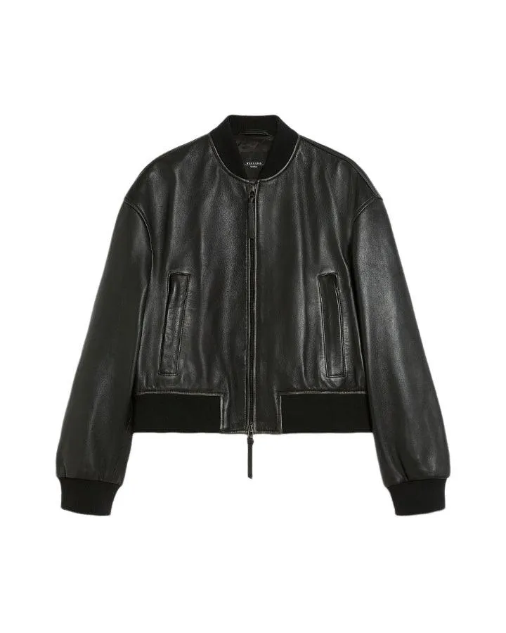 Max Mara Weekend Hiltex Leather Bomber Jacket