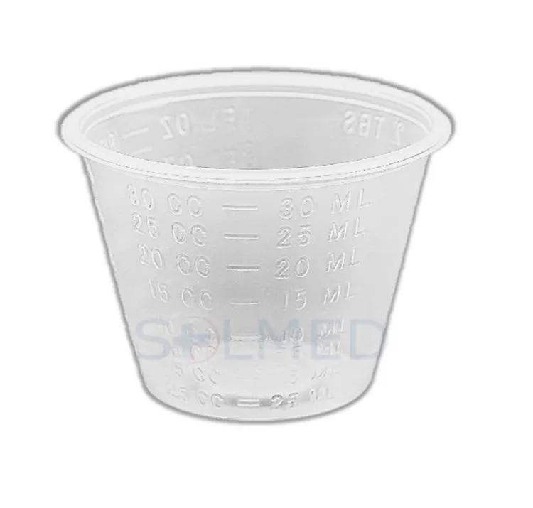 MEDICINE MEASURE CUP 2.5ml-30ml (INCLUDES CC's, TBS, DRAMS, OZ & MLS) x 20