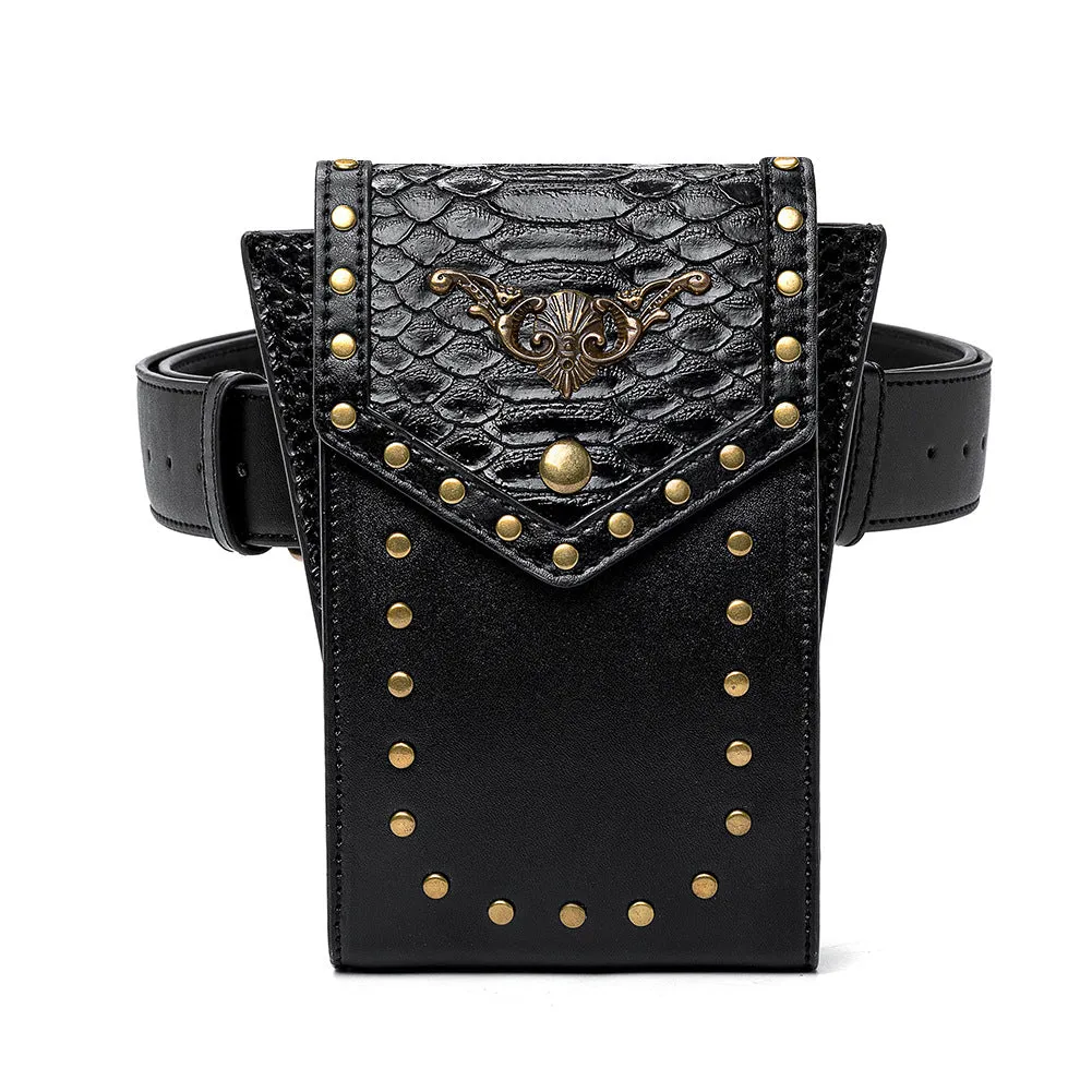 Medieval Punk Crossbody Bag Shoulder Purse Leather Belt Pouch Waist Bag