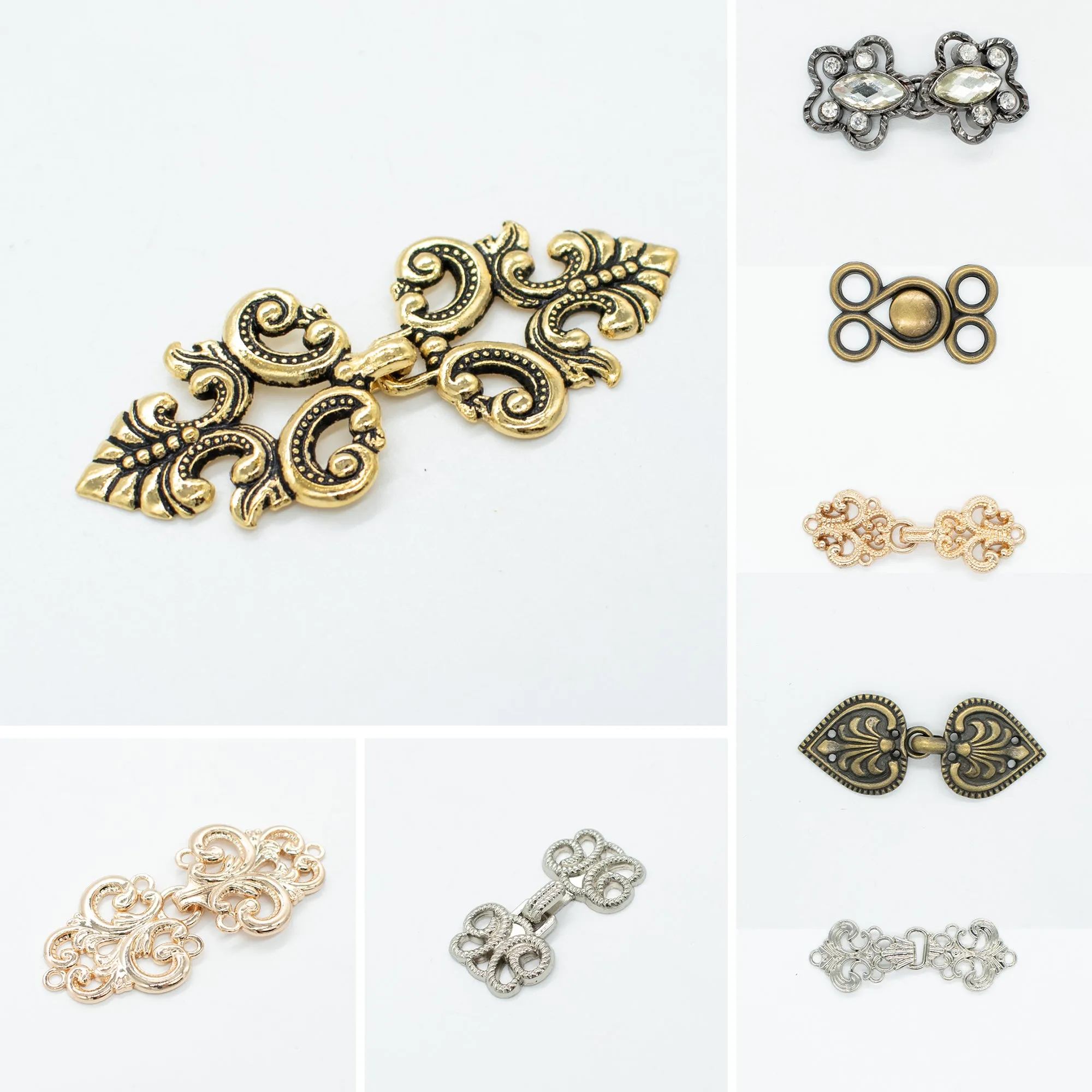 Medieval Vintage Metal Hook & Eye Clasp Fasteners