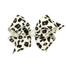 Medium Leopard Grosgrain Hair Bow on Clippie - 6 Colors