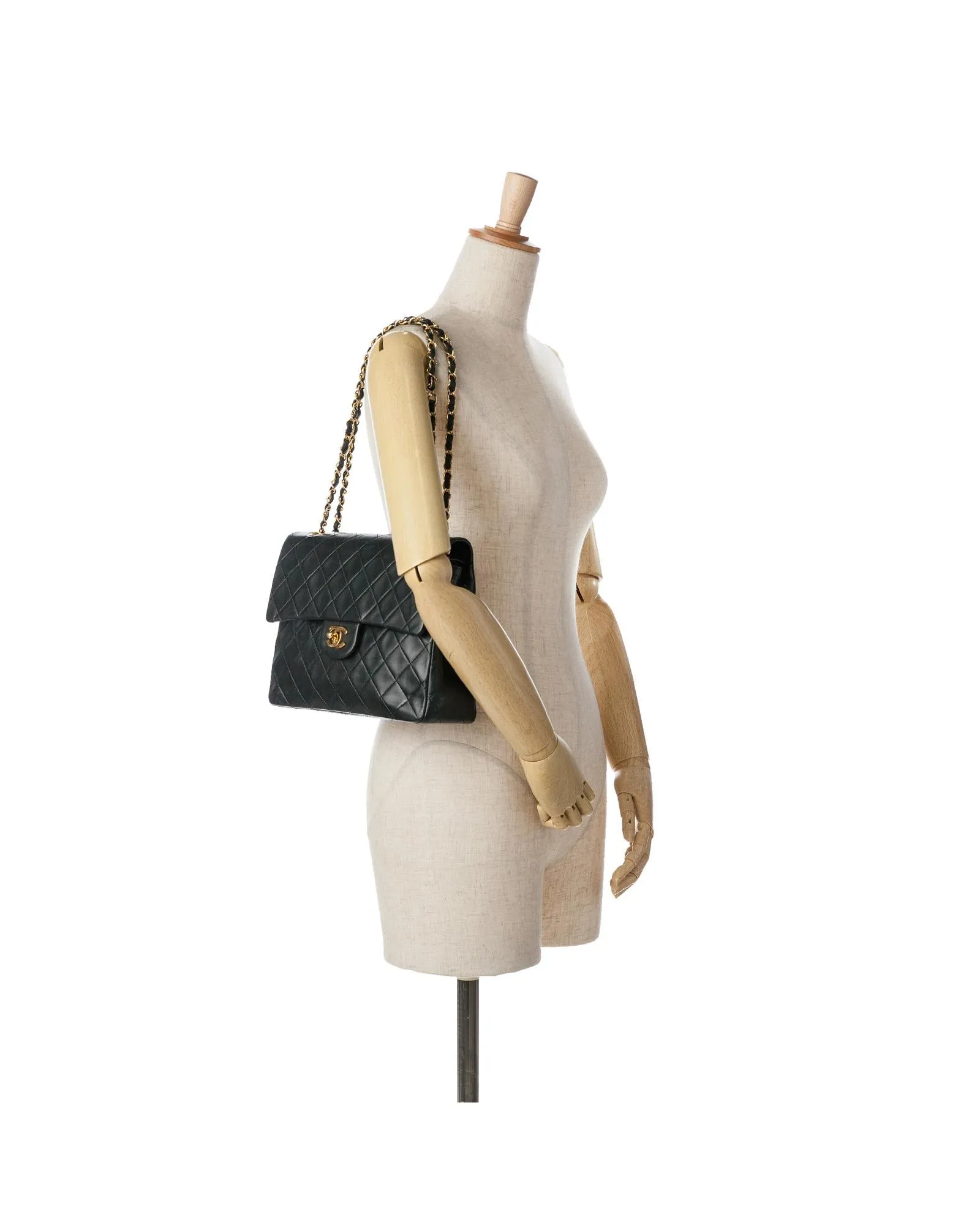 Medium Tall Classic Lambskin Double Flap Shoulder Bag