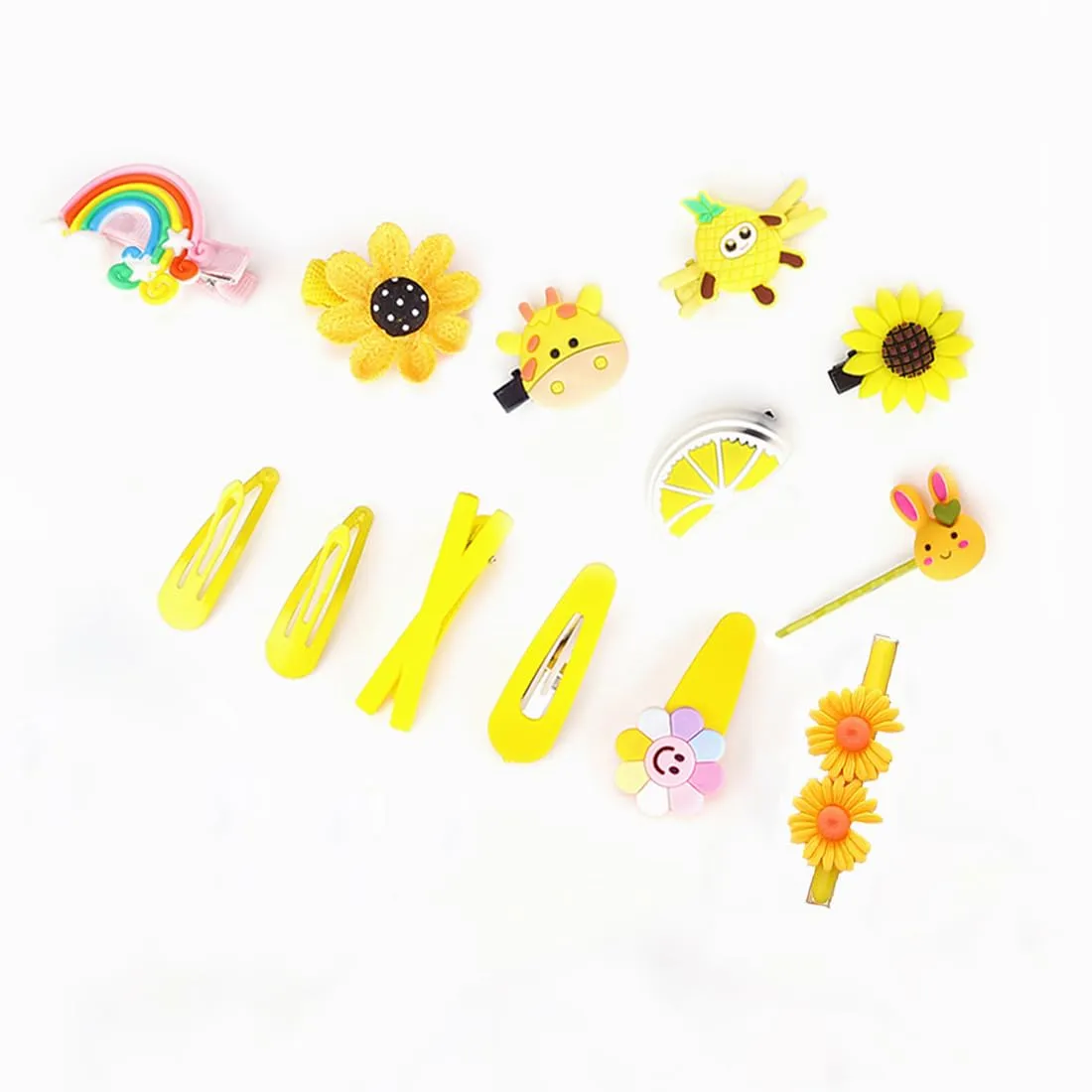 Melbees by Yellow Chimes Hair Clips for Girls Kids Hair Clip Hair Accessories For Girls Cute Characters Pretty Tiny Hair Clips for Baby Girls 14 Pcs Yellow Alligator Clips for Baby Hair Clips For Kids